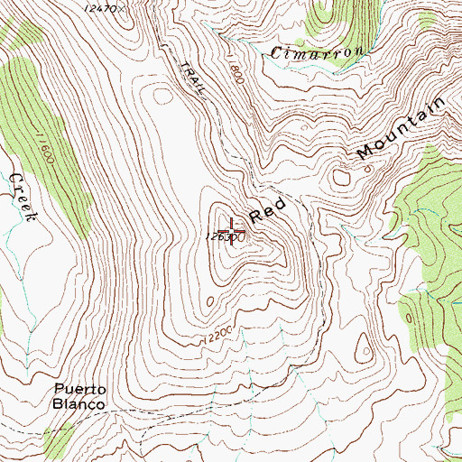 Topographic Map of Red Mountain, CO