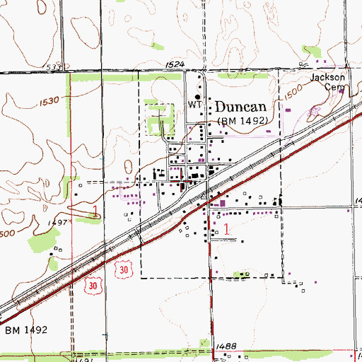 Topographic Map of Husker Co-op Elevator, NE