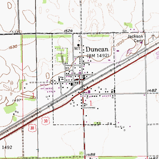 Topographic Map of Duncan Post Office, NE