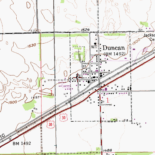 Topographic Map of Duncan Elementary School, NE