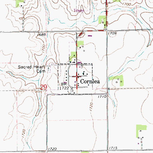 Topographic Map of Cornlea Post Office, NE