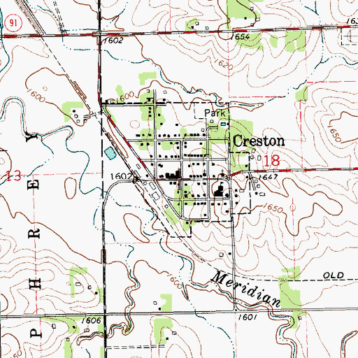 Topographic Map of Creston Baptist Church, NE