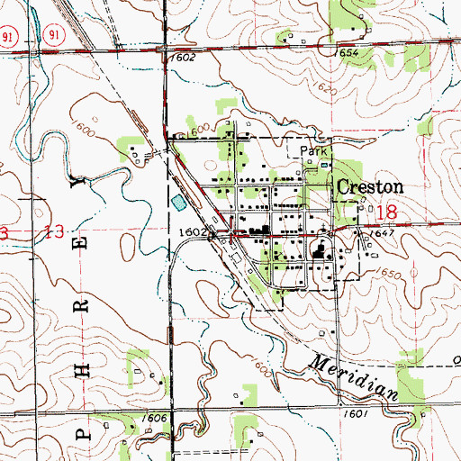 Topographic Map of Creston (historical), NE