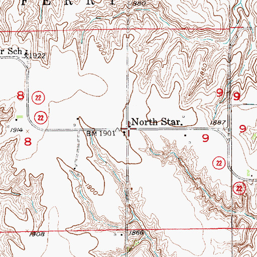 Topographic Map of North Star Post Office (historical), NE