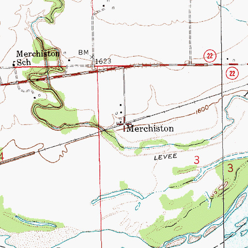 Topographic Map of Merchiston, NE