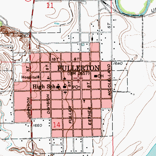Topographic Map of Fullerton Vision Clinic, NE