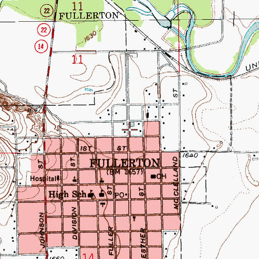 Topographic Map of Fullerton Manor, NE