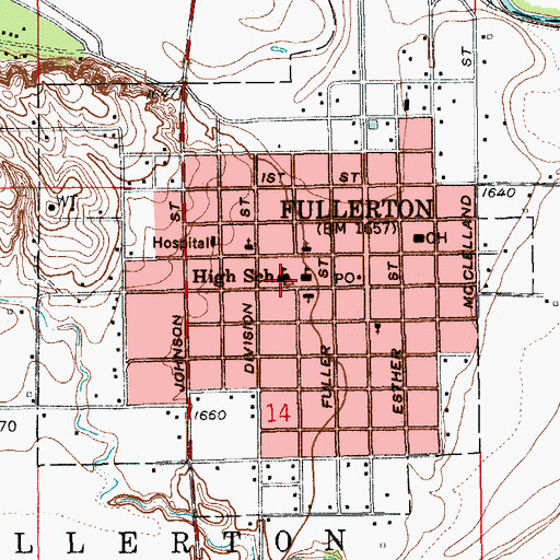 Topographic Map of Fullerton Public Schools, NE