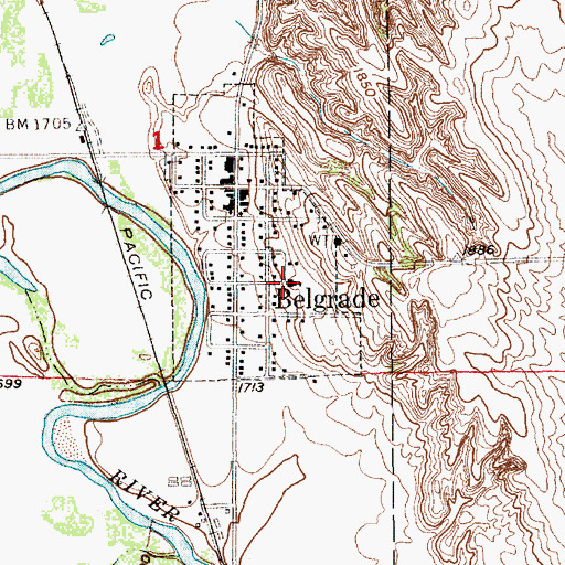 Topographic Map of Belgrade Public School, NE