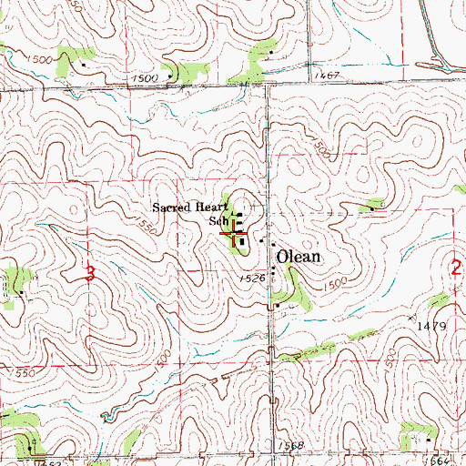 Topographic Map of Sacred Heart Church, NE