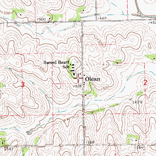 Topographic Map of Olean Post Office (historical), NE