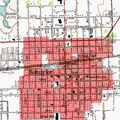 Topographic Map of Husker Co-op Elevator, NE