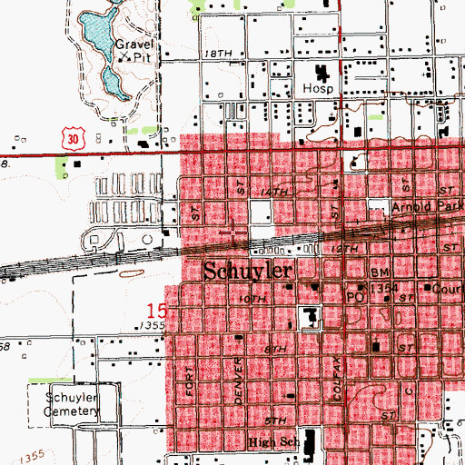 Topographic Map of Wagner Mills Incorporated Elevator, NE