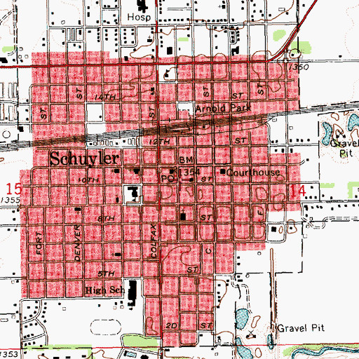 Topographic Map of Schuyler Dental Clinic, NE