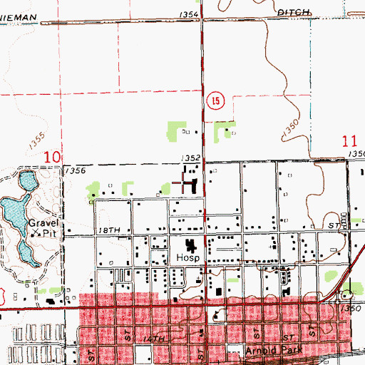 Topographic Map of Schuyler Nursing Center, NE