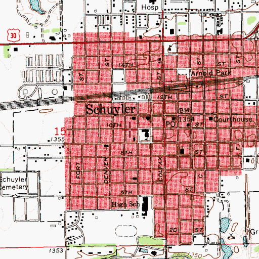 Topographic Map of Genes Trailer Court, NE
