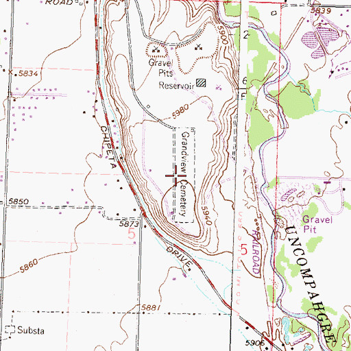 Topographic Map of Grandview Cemetery, CO