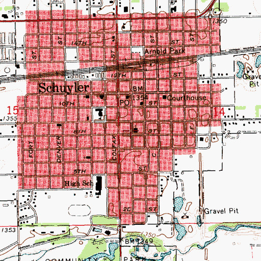 Topographic Map of First Presbyterian Church, NE