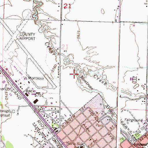Topographic Map of Montrose Arroyo, CO