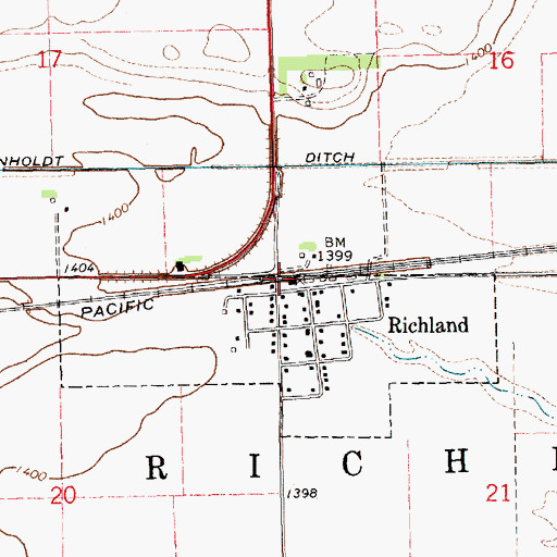Topographic Map of Richland, NE