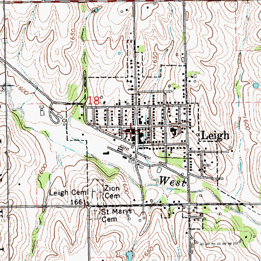 Topographic Map of Leigh Post Office, NE