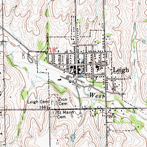 Topographic Map of Maple Valley Cooperative Elevator, NE