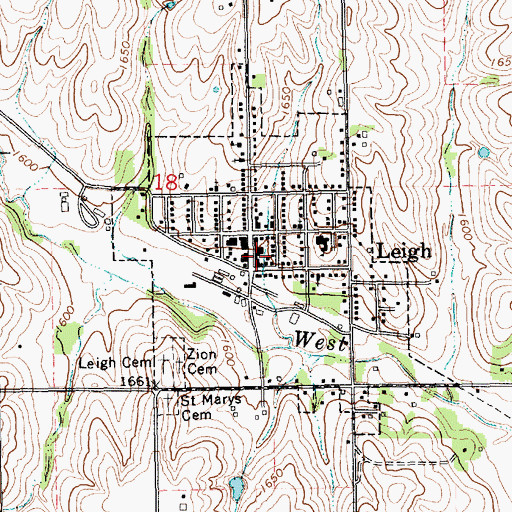 Topographic Map of Leigh Public Library, NE