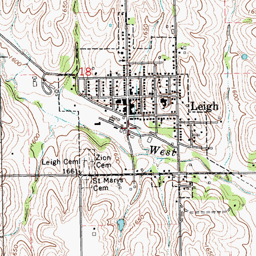 Topographic Map of Leigh (historical), NE