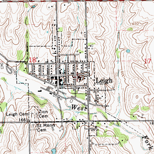Topographic Map of Leigh High School, NE