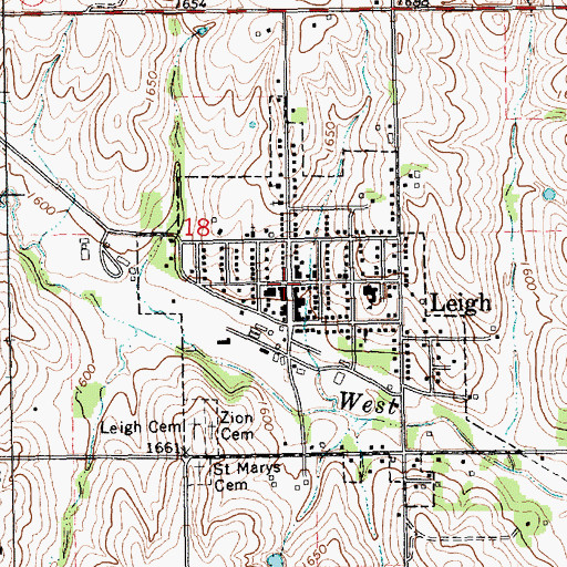 Topographic Map of Leigh Elementary School, NE