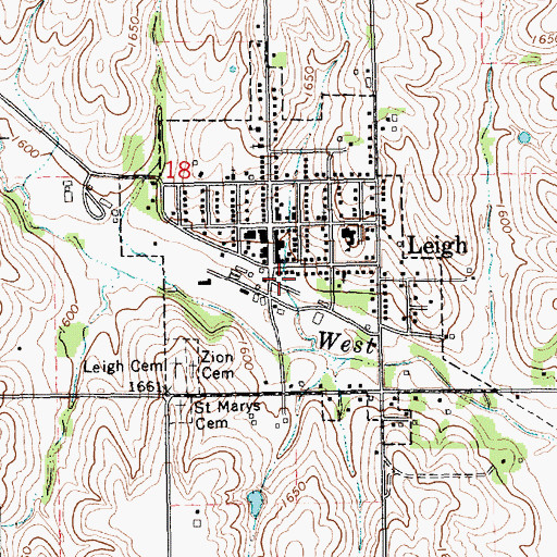 Topographic Map of Leigh Volunteer Fire Department, NE