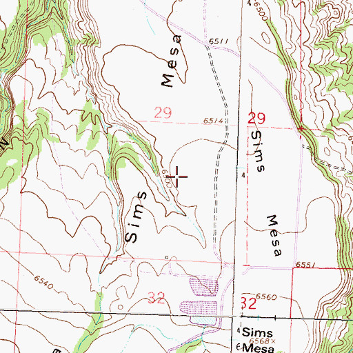 Topographic Map of Sims Mesa, CO