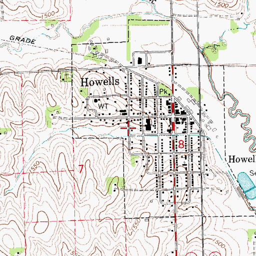 Topographic Map of Howells Community Health Center, NE
