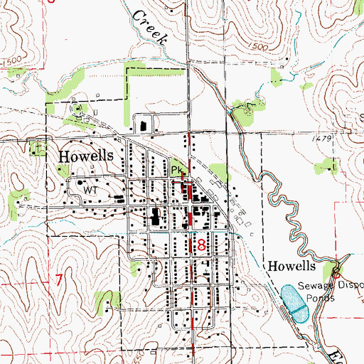 Topographic Map of Howells Public Library, NE