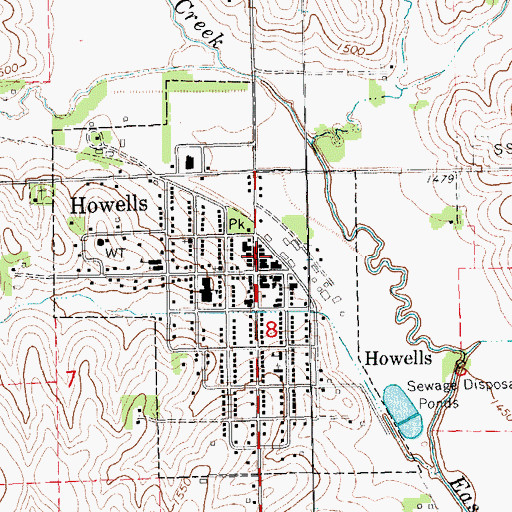 Topographic Map of Howells Police Department, NE