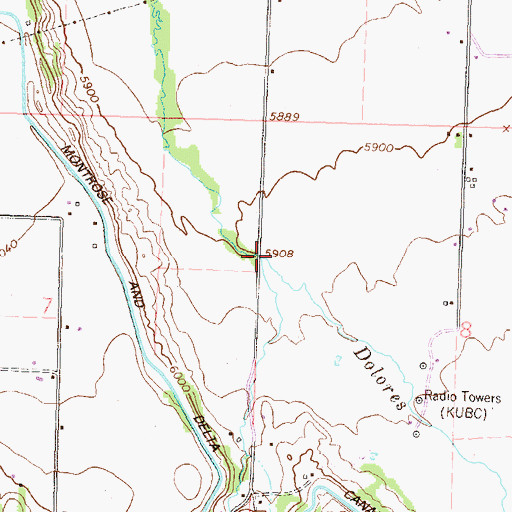 Topographic Map of Dolores Creek, CO