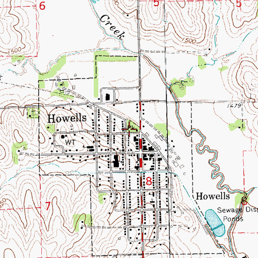 Topographic Map of Howells Public Park, NE
