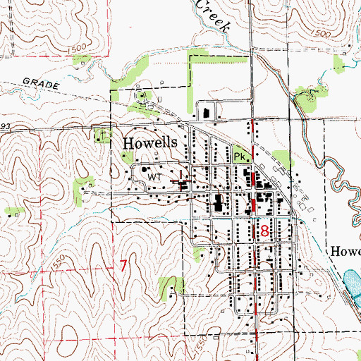 Topographic Map of Howells Community Catholic School - Center One, NE