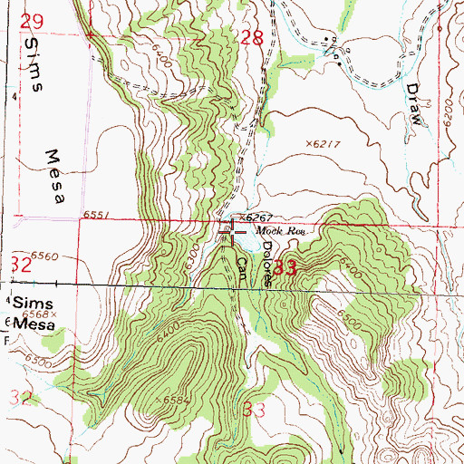 Topographic Map of Mock Reservoir, CO
