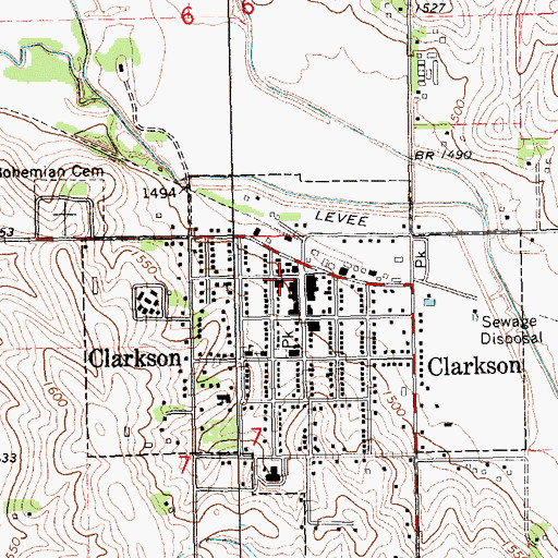 Topographic Map of Clarkson Police Department, NE