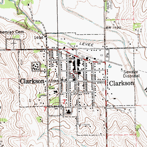 Topographic Map of Clarkson Memorial Library, NE