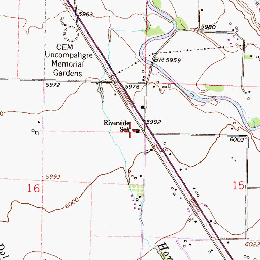 Topographic Map of Riverside School, CO