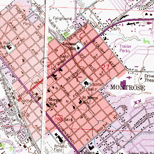 Topographic Map of Saint Marys School, CO