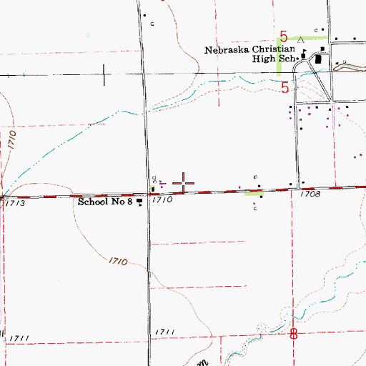 Topographic Map of Nebraska Christian Schools, NE