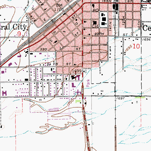 Topographic Map of Litzenberg Memorial County Hospital, NE