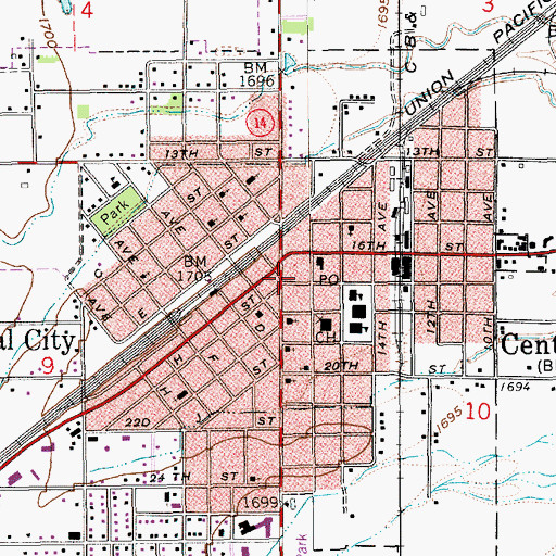 Topographic Map of Central City Dental Clinic, NE