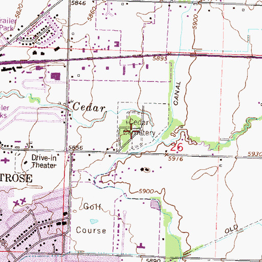 Topographic Map of Cedar Cemetery, CO