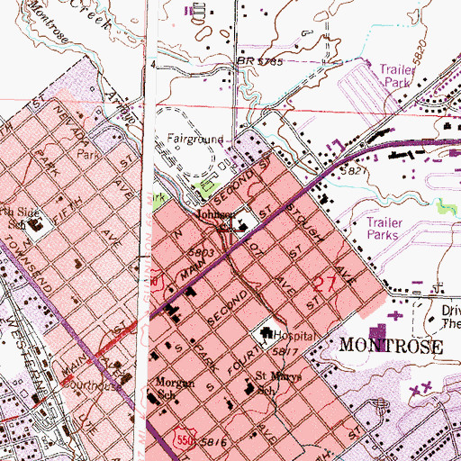 Topographic Map of Johnson School, CO