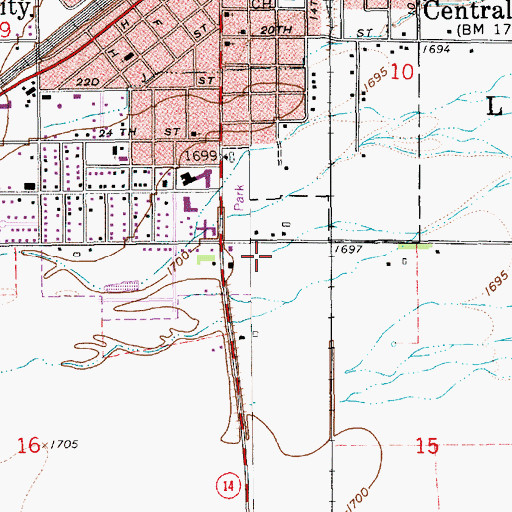 Topographic Map of Central City High School, NE