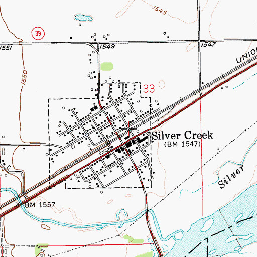 Topographic Map of Silver Creek, NE